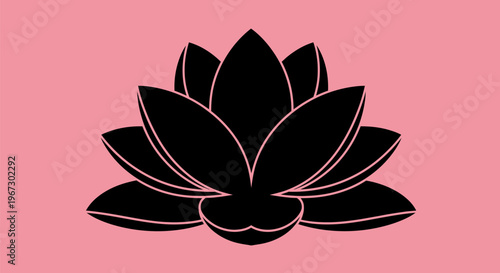 Black Lotus Flower Petals Isolated Closeup.