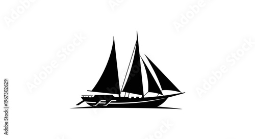 Sailing boat with two sails.