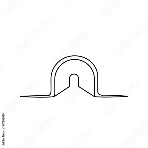 Simple metal bracket design with a curved top and flat base for structural support.