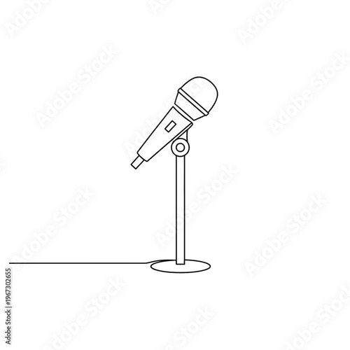 Simple microphone on stand illustration for music and performance.