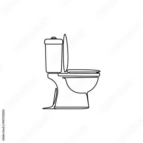 Simple outline drawing of a toilet a common bathroom fixture.