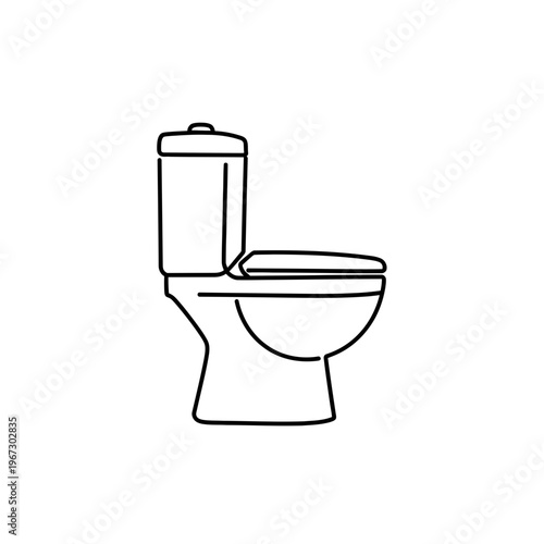 Simple outline drawing of a white toilet perfect for bathroom design.