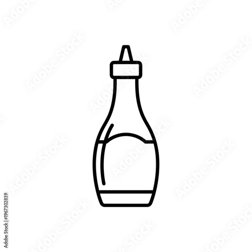 Simple outline illustration of a sauce bottle perfect for culinary projects and foodrelated designs.