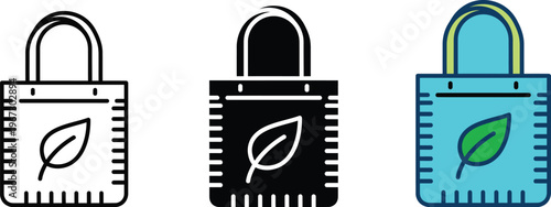 Three padlock icons with leaf designs on white background Vector