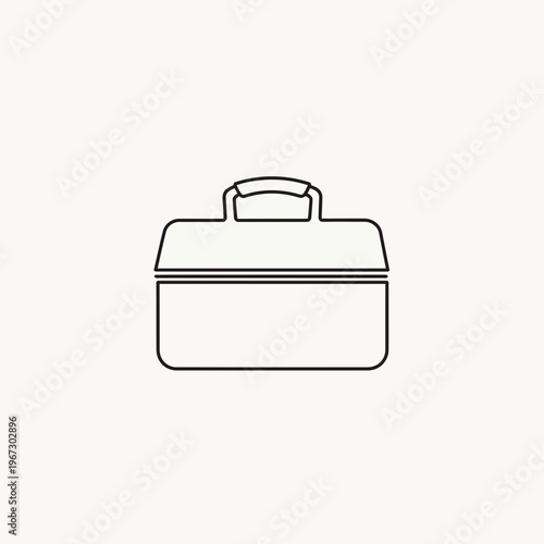 Simple outline of a toolbox with a handle for carrying tools and equipment.