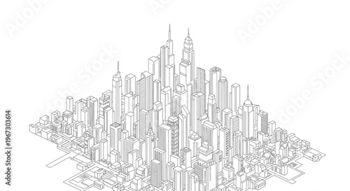 Abstract city map illustration with parks and roads aerial view