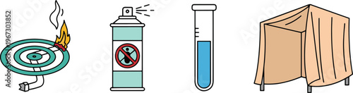 Mosquito protection items and tools for preventing disease transmission and eradication methods such as sprays and coils