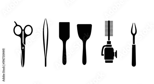 Barber tools and equipment set.