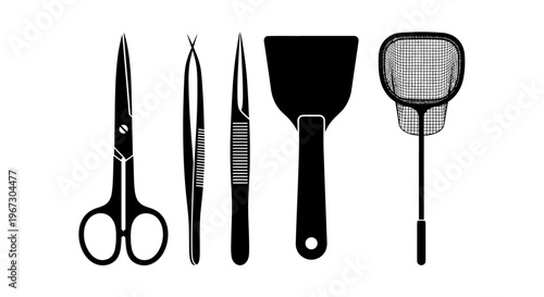 Black silhouette medical surgical tools.