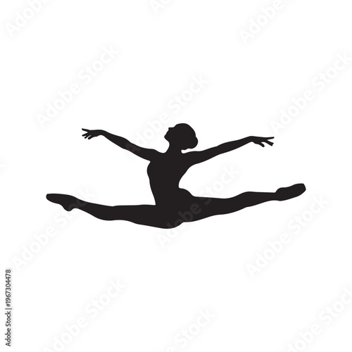 Ballerina Leap Silhouette Split Jump Ballet Dance Elegant Illustration