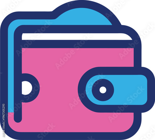 Pink and Blue Wallet Icon finance money