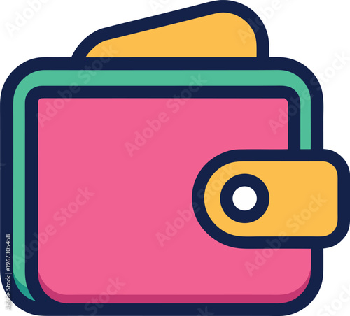 Pink and Yellow Wallet Icon finance money