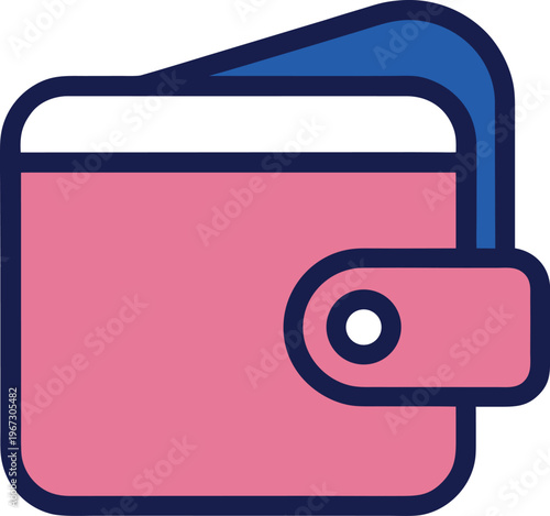 Pink wallet icon with closure money finance