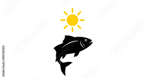 Black Fish Swimming in Water Column.