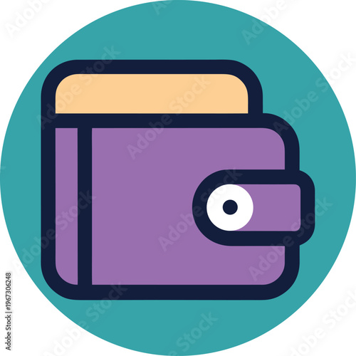 Purple Wallet Icon in Teal Circle finance money