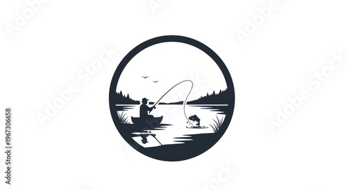 Man fishing from a small boat.