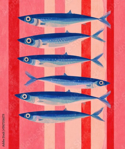 A drawing of blue sardines.