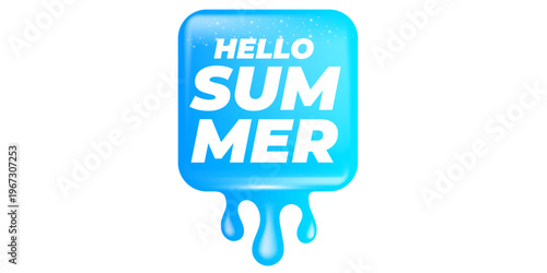 Schilderij op canvas Hello Summer blue melting drop banner