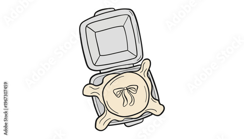 A spine vertebrae icon illustration with a bow tie in a gift box
