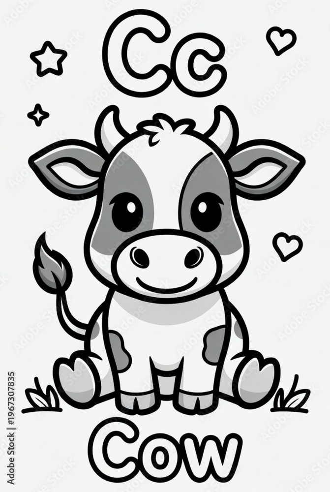 Fototapeta premium cow coloring page for kids