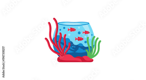 Colorful Fish in Small Aquarium Tank.