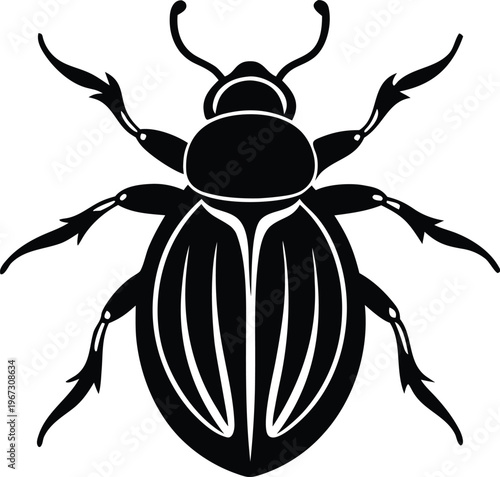 Black beetle bug insect flat vector icon design element illustration
