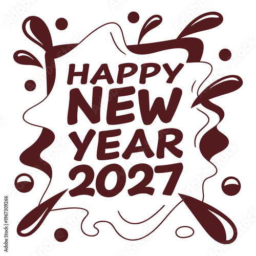 Happy new year 2027 text with decorative splashes