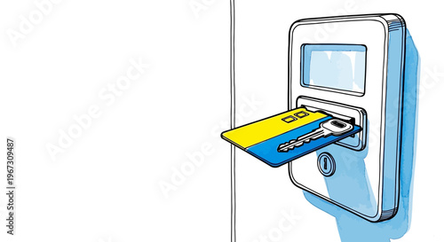 Card being inserted into digital lock for smart access control  