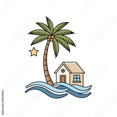 tropical island with palm trees