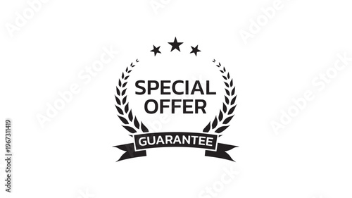 Seal special offer guarantee with laurel wreath and stars icon for marketing promotions and sales. featuring stamp, deal, promotion with sale and