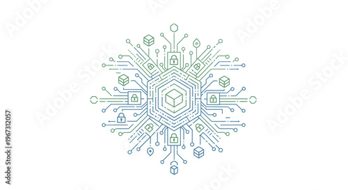 Abstract digital network security illustration on white background
