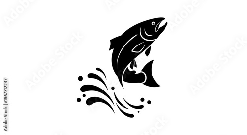 Black silhouette of a jumping fish.
