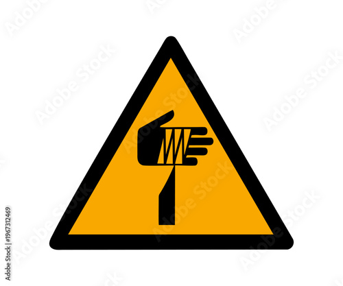 ISO 7010 W022 Warning Sharp element sign. Warning sharp objects for sharp object danger warning vector design and illustration.
