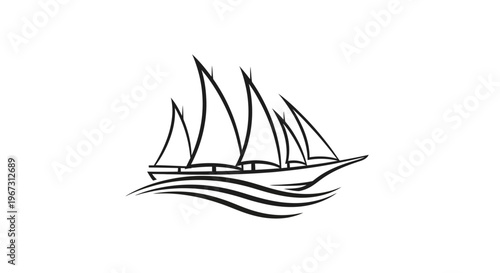 Sailing boat on the water surface.