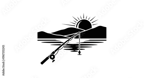 Fishing rod with fishing line.