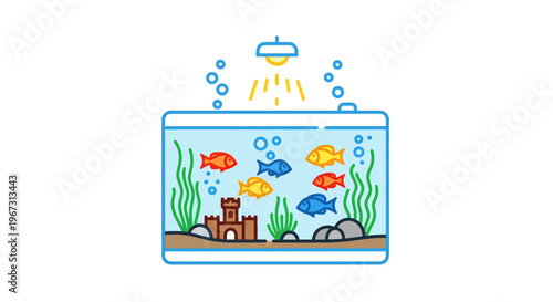 Colorful Fish Swimming in Aquarium Tank.