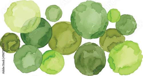 Watercolor tree top view symbols for landscape design, green garden plan elements in hand painted style, architectural site mapping vector set isolated PNG with Transparent Background