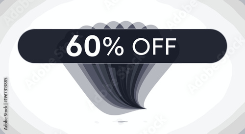 Dynamic promotional banner displaying a sixty percent discount offer with a motion blur effect to emphasize urgency and speed in retail sales events.