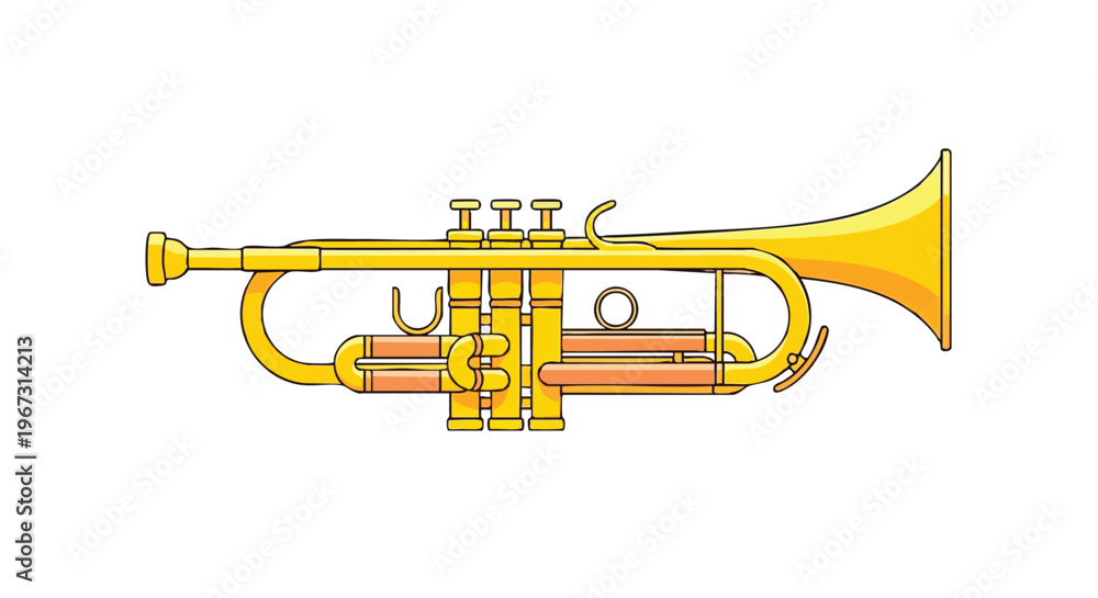 Fototapeta premium Illustration of a yellow trumpet musical instrument