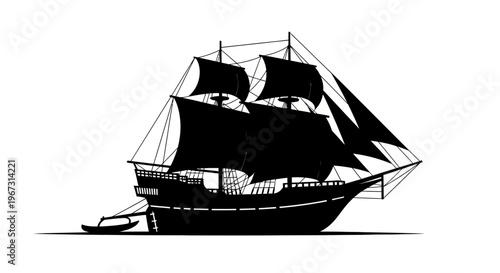 Vintage Sailing Ship Illustration Design.