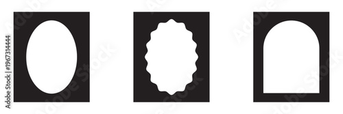 Rectangle frames border with wavy wiggly edge shape . Vector set zigzag wavy edge frames. Wavy edges, rectangles, photo frames, text boxes, labels.