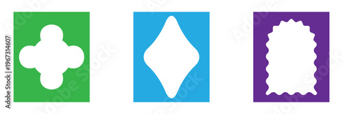 Rectangle frames border with wavy wiggly edge shape . Vector set zigzag wavy edge frames. Wavy edges, rectangles, photo frames, text boxes, labels.