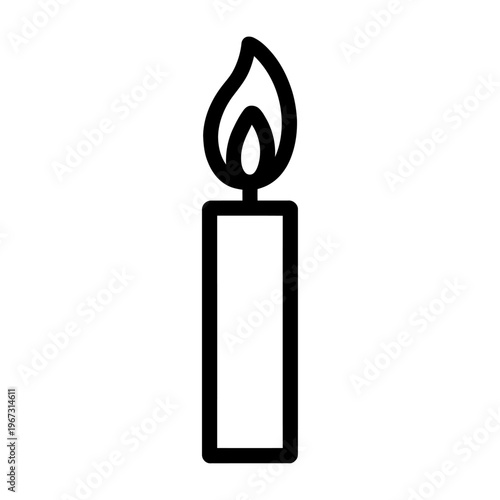 Vector of a simple lit candle with a flickering flame.