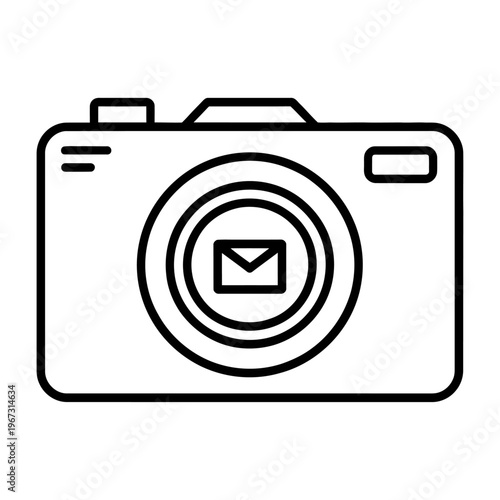 Vector of a digital camera with an email icon on the lens