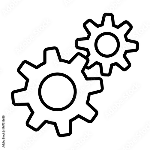 Vector of two interconnected gears symbolizing mechanical or technological processes