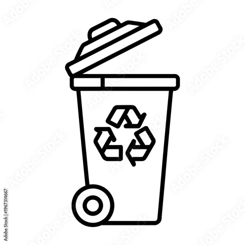 Vector of a recycling bin with an open lid indicating waste disposal