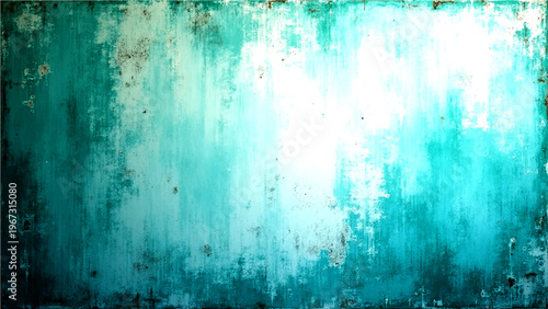 Textured turquoise wall with faded paint and peeling texture, showcasing rustic charm and weathered surface and artful backdrop and aged patina 