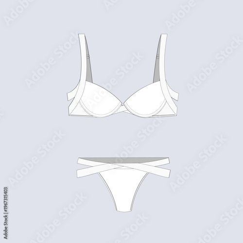 Women's Lingerie Set with Bra and High-Waisted Panties Vector