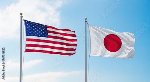 Celebrating international friends day usa and japan flags symbolize global friendship
