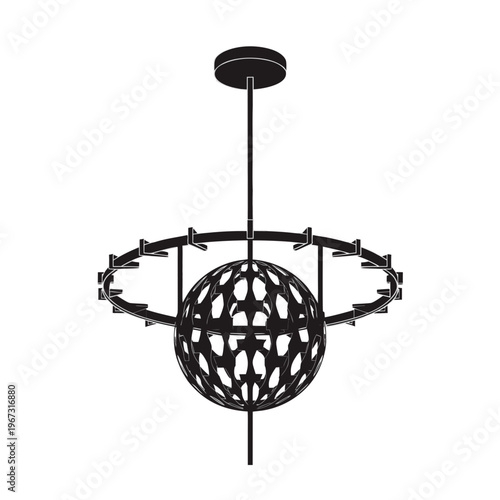 Globe pendant lamp circular ring suspended sphere silhouette